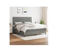 Vidaxl Lit À Sommier Tapissier Avec Matelas Gris Foncé 160x200cm Tissu Gris