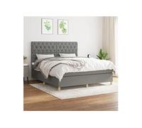 Sommier à Lattes de Lit avec Matelas Rembourré Gris Foncé 160x200cm Tissu vidaX
