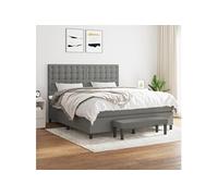 Vidaxl Lit À Sommier Tapissier Avec Matelas Gris Foncé 180x200cm Tissu