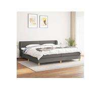 Sommier à Lattes de Lit avec Matelas, Lit Rembourré, Lit Double, Lit Adulte de Chambre à Coucher Intérieur, Moderne, Gris Foncé 200x200cm Tissu