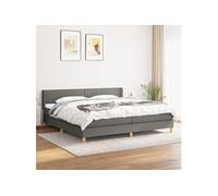 Vidaxl Lit À Sommier Tapissier Avec Matelas Gris Foncé 200x200cm Tissu Gris