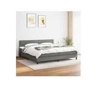 vidaXL Sommier à Lattes de Lit avec Matelas, Lit Rembourré, Lit Double, Lit Adulte de Chambre à Coucher Intérieur, Moderne, Gris Foncé 200x200cm Tissu Gris
