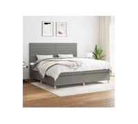 Vidaxl Lit À Sommier Tapissier Avec Matelas Gris Foncé 200x200cm Tissu Gris