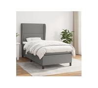 Sommier à Lattes de Lit avec Matelas, Lit Rembourré, Lit Simple, Lit Adulte de Chambre à Coucher Intérieur, Moderne, Gris Foncé 80x200 cm Tissu