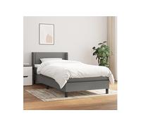 Lit À Sommier Tapissier Avec Matelas Gris Foncé 80x200 Cm Tissu