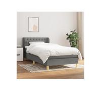 Sommier à Lattes de Lit et Matelas, Lit Rembourré, Lit Simple, Lit Adulte de Chambre à Coucher Intérieur, Moderne, Gris Foncé 90x190 cm Tissu