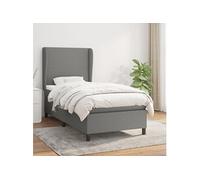 Sommier à Lattes de Lit et Matelas, Lit Rembourré, Lit Simple, Lit Adulte de Chambre à Coucher Intérieur, Moderne, Gris Foncé 90x190 cm Tissu