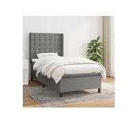 Sommier à Lattes de Lit et Matelas, Lit Rembourré, Lit Simple, Lit Adulte de Chambre à Coucher Intérieur, Moderne, Gris Foncé 90x190 cm Tissu