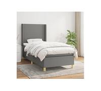Boxspring met matras stof donkergrijs 90x190 cm3131794