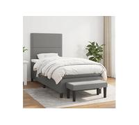 Boxspring met matras stof donkergrijs 90x190 cm3136478