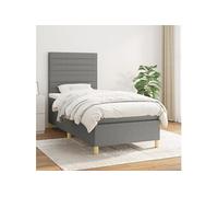 Vidaxl Lit À Sommier Tapissier Et Matelas Gris Foncé 90x190 Cm Tissu Multicolore