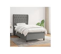 Boxspring met matras stof donkergrijs 90x200 cm3128174