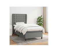 Vidaxl Lit À Sommier Tapissier Avec Matelas Gris Foncé 90x200 Cm Tissu Gris