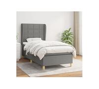 Sommier à Lattes de Lit avec Matelas, Lit Rembourré, Lit Simple, Lit Adulte de Chambre à Coucher Intérieur, Moderne, Gris Foncé 90x200 cm Tissu