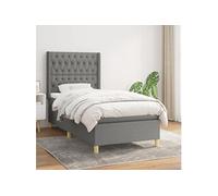 Boxspring met matras stof donkergrijs 90x200 cm3132202