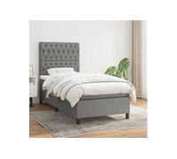 Vidaxl Lit À Sommier Tapissier Avec Matelas Gris Foncé 90x200 Cm Tissu Gris