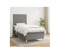 Vidaxl Lit À Sommier Tapissier Avec Matelas Gris Foncé 90x200 Cm Tissu Gris