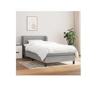 vidaXL Sommier à Lattes de Lit avec Matelas, Lit Rembourré, Lit Simple, Lit Adulte de Chambre à Coucher Intérieur, Moderne, Gris Clair 100x200cm Tissu Gris clair