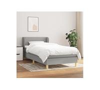 Sommier à Lattes de Lit avec Matelas, Lit Rembourré, Lit Simple, Lit Adulte de Chambre à Coucher Intérieur, Moderne, Gris Clair 100x200cm Tissu