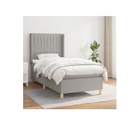 Vidaxl Lit À Sommier Tapissier Avec Matelas Gris Clair 100x200cm Tissu Gris