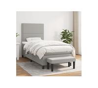 Sommier à Lattes de Lit avec Matelas, Lit Rembourré, Lit Simple, Lit Adulte de Chambre à Coucher Intérieur, Moderne, Gris Clair 100x200cm Tissu