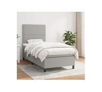Vidaxl Lit À Sommier Tapissier Avec Matelas Gris Clair 100x200cm Tissu Gris