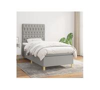 Sommier à Lattes de Lit avec Matelas, Lit Rembourré, Lit Simple, Lit Adulte de Chambre à Coucher Intérieur, Moderne, Gris Clair 100x200cm Tissu
