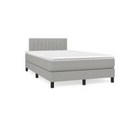 Sommier à Lattes de Lit et Matelas Rembourré Gris Clair 120x190 cm Tissu vidaXL