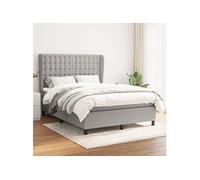 vidaXL Boxspring met matras stof lichtgrijs 140x200 cm3128285 Gris clair G