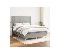 Boxspring met matras stof lichtgrijs 140x200 cm3131993