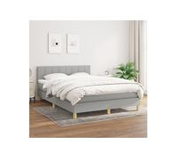 Sommier à Lattes de Lit avec Matelas, Lit Rembourré, Lit Double, Lit Adulte de Chambre à Coucher Intérieur, Moderne, Gris Clair 140x200cm Tissu