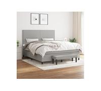 Vidaxl Lit À Sommier Tapissier Avec Matelas Gris Clair 160x200cm Tissu Gris