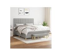 Lit À Sommier Tapissier Avec Matelas Gris Clair 160x200cm Tissu Gris