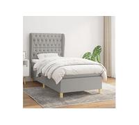 Vidaxl Lit À Sommier Tapissier Et Matelas Gris Clair 90x190 Cm Tissu Gris