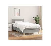 Vidaxl Lit À Sommier Tapissier Avec Matelas Gris Clair 90x200 Cm Tissu Gris