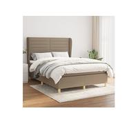 Vidaxl Lit À Sommier Tapissier Avec Matelas Taupe 140x190 Cm Tissu Gris