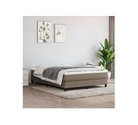 Lit À Sommier Tapissier Avec Matelas Taupe 140x200 Cm Tissu Gris