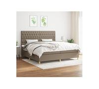 Boxspring met matras stof taupe 200x200 cm3142605