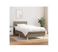 Vidaxl Lit À Sommier Tapissier Avec Matelas Taupe 80x200 Cm Tissu Gris