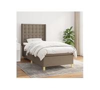 Vidaxl Lit À Sommier Tapissier Avec Matelas Taupe 90x190 Cm Tissu Gris