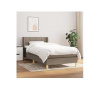 vidaXL Lit boxspring avec matelas Taupe 90x200 cm Tissu