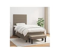 vidaXL Sommier à lattes avec matelas rembourré Taupe Tissu 80x200 cm