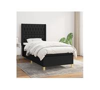 Boxspring met matras stof zwart 100x200 cm3132211
