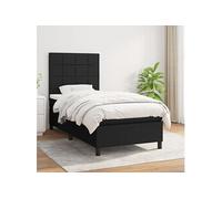 Vidaxl Lit À Sommier Tapissier Avec Matelas Noir 100x200 Cm Tissu Noir