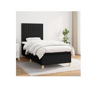 Vidaxl Lit À Sommier Tapissier Avec Matelas Noir 100x200 Cm Tissu Noir