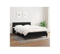 Vidaxl Lit À Sommier Tapissier Avec Matelas Noir 140x190 Cm Tissu Noir