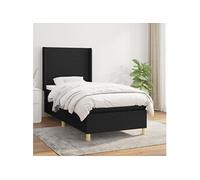 Sommier à Lattes de Lit et Matelas, Lit Rembourré, Lit Simple, Lit Adulte de Chambre à Coucher Intérieur, Moderne, Noir 80x200 cm Tissu