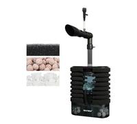 boxtech Filtre pour Pompe à Eau pour Aquarium, Débit Réglable 200L/H, USB Filtre éponge Double Couche avec Pompe à Eau pour Aquarium de 40 à 60 cm