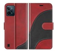BoxTii Coque pour Oppo Realme C31 4G, Portefeuille Etui en Cuir PU, Magnétique Protection Housse Coque pour Realme C31 4G, Rouge