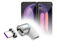 BoxWave Adaptateur compatible avec LG V60 ThinQ 5G - Adaptateur d'angle MagnetoSnap PD, adaptateur de charge magnétique PD Angle économiseur pour LG V60 ThinQ 5G - Argent métallique
